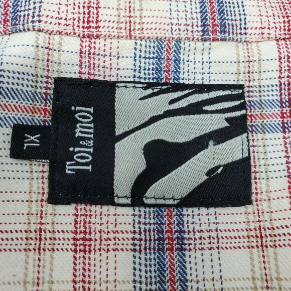 Toi & Moi Jacket Womens EU XL (Small) Red white Blue Cotton Button Front Cropped - Picture 4 of 7